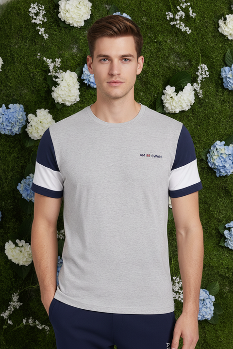Mens Premium Cotton Colourblock Printed Half Sleeve Crew Neck T-Shirts