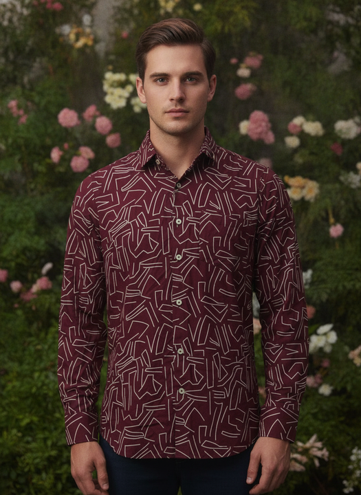 Premium Rayon Shirt For Men With Spread Collar And Smart Fit In Self Design