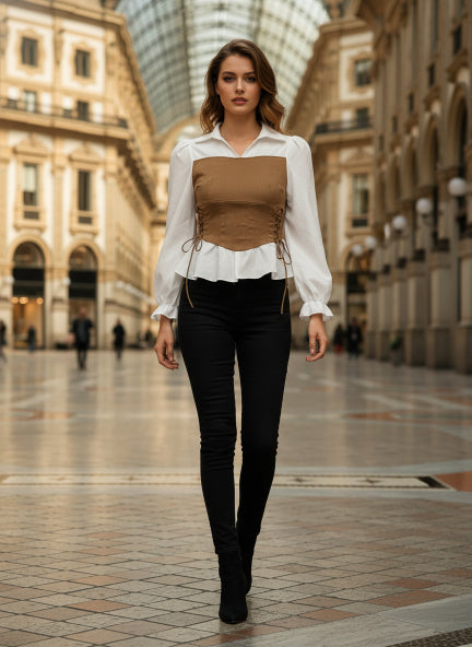 Elegant Floral Corset Style Shirt Dress for Women