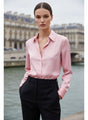 Peachy Pink Regular Fit Summer Satin Shirt