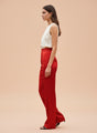Satin Wide Leg Pants European Fabric  Red Glam Look
