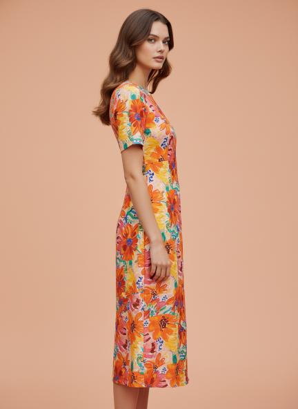 Premium American Crepe Digital Print  Maxi Dress With Slash Pocket