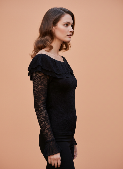 Women’s Black Off Shoulder Lace Top
