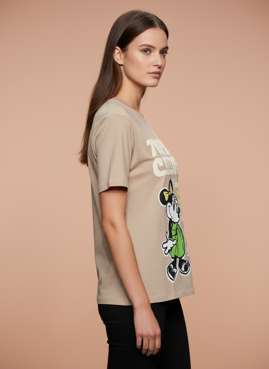 Beige Tropical Minnie Mouse Oversized T-Shirt