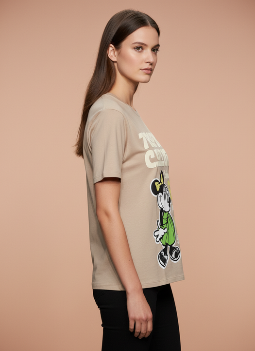 Beige Tropical Minnie Mouse Oversized T-Shirt