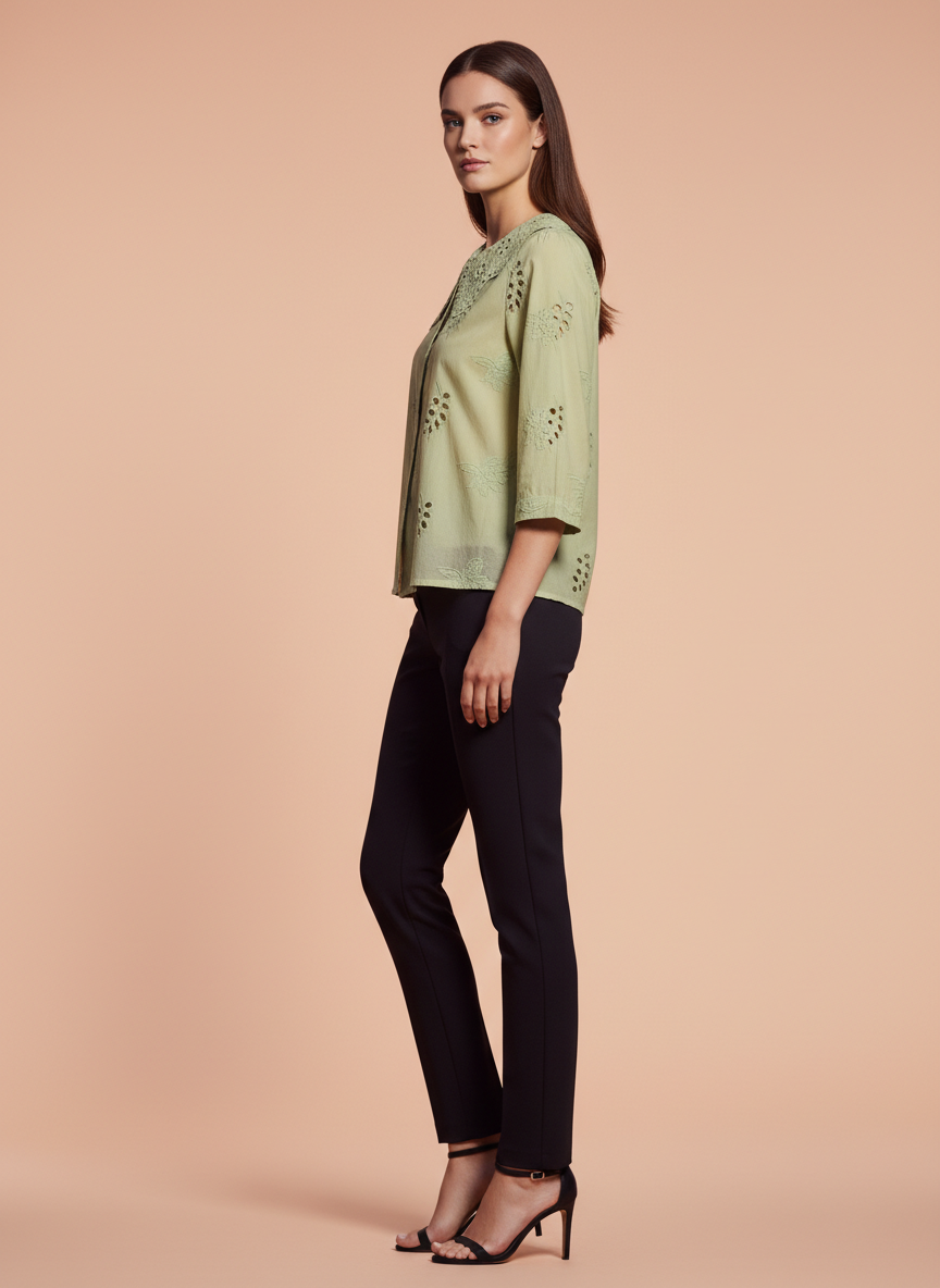 Luxury Embroidered Women’s Peter Pan Collar Top