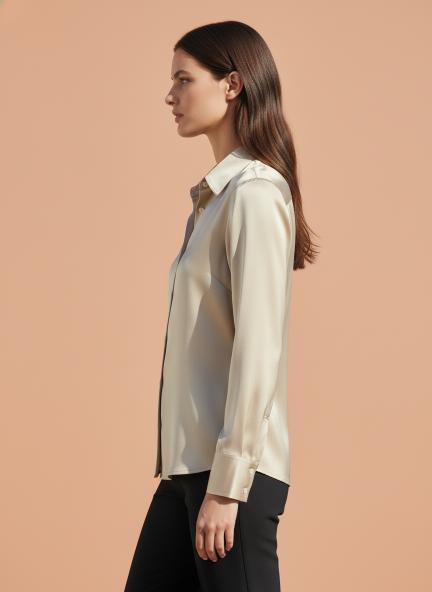 Tan Brown Regular Fit Summer Satin Shirt