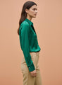 Emerald Green Regular Fit Summer Satin Shirt