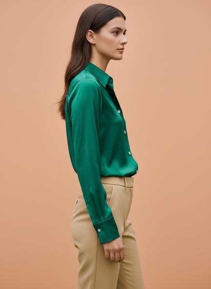 Emerald Green Regular Fit Summer Satin Shirt