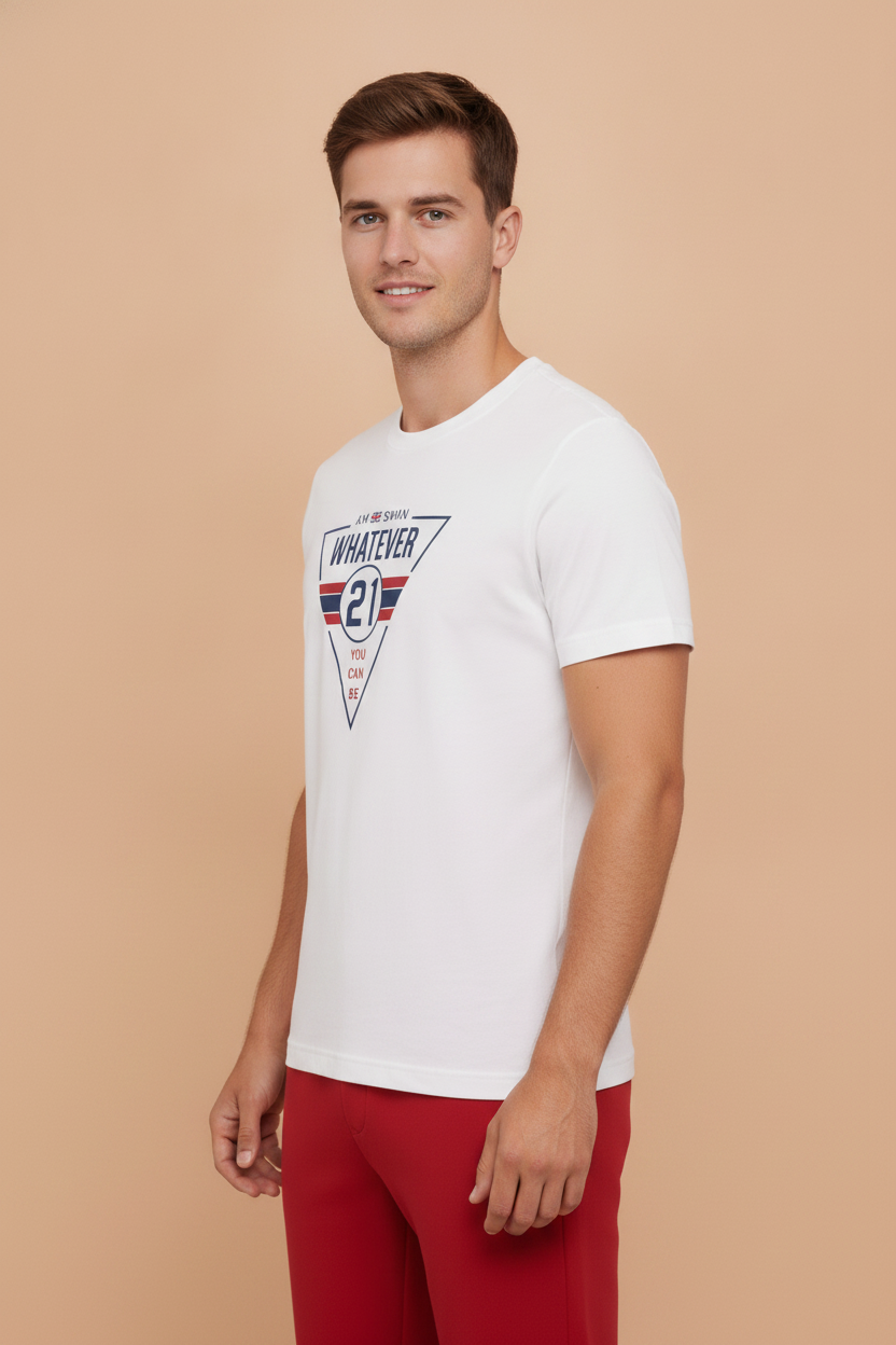 Mens Premium Cotton Lycra Graphic Half Sleeve Crew Neck T-Shirts