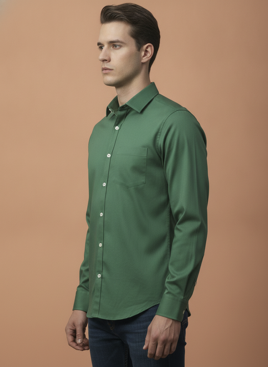 Premium Cotton Lycra Satin Sea Green Shirt
