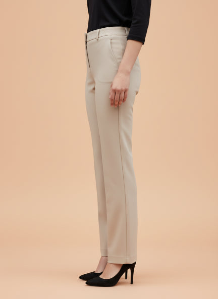 Beige Straight Fit Trousers for Women