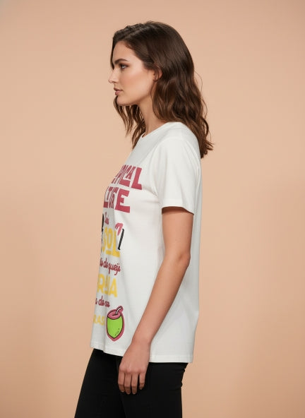 White Tropical Minnie Mouse Oversized T-Shirt