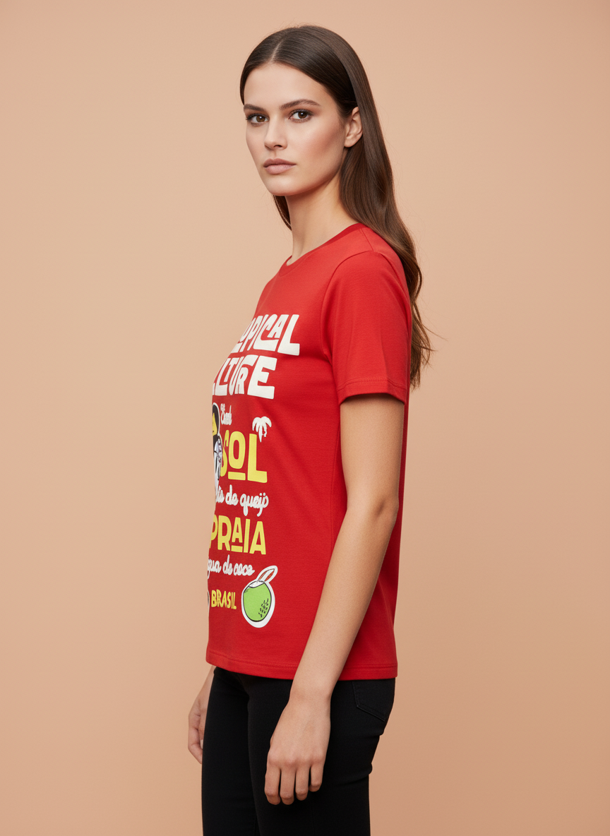 Red Tropical Minnie Mouse Oversized T-Shirt