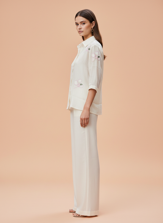 Elegant Off-White Linen Co-Ord Set for Women