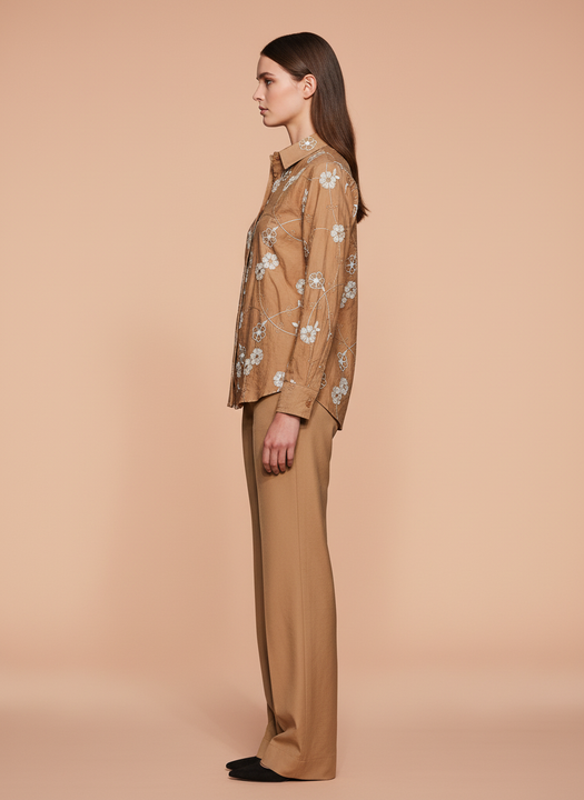 Elegant Floral Printed Women’s Shirt with Trouser Set
