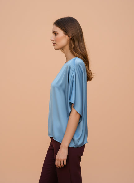 European Satin Solid Baturing Sleeve Crepe