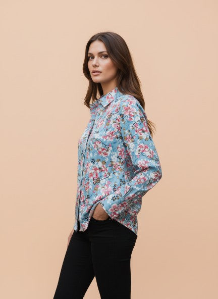 Satin Multicolour Regular Length Straight Hem Digital Print Shirt