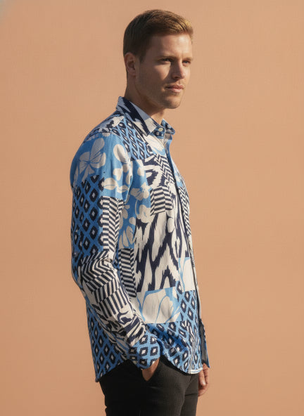 Men'S Premium Rayon Shirt With Tropical Print