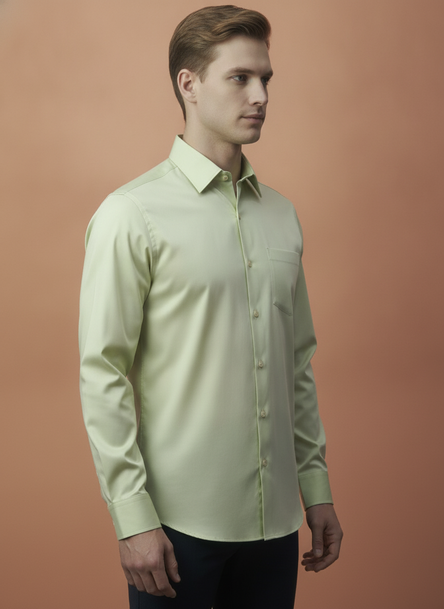 Premium Cotton Satin Pistachio Green Shirt