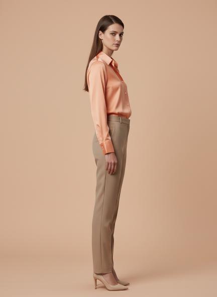 Crimson Orange Regular Fit Summer Satin Shirt