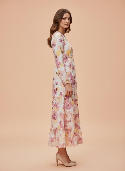 Rayon Printed Full Sleeve Maxi Dress