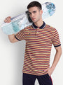 Mens Premium Cotton Striped Half Sleeve Collar T-Shirts