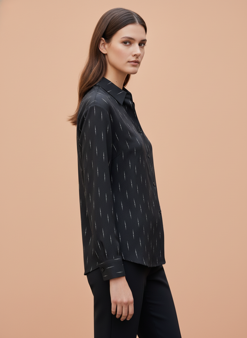 Black Pinstripe Shirt for Women