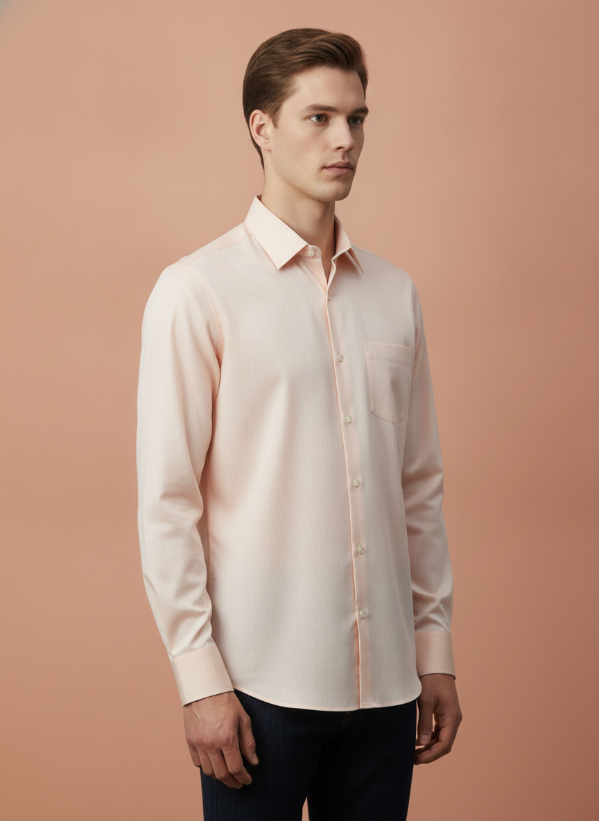 Premium Cotton Satin Peach Shirt