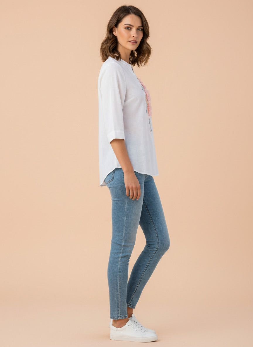 Floral Embroidered Women’s Casual Top