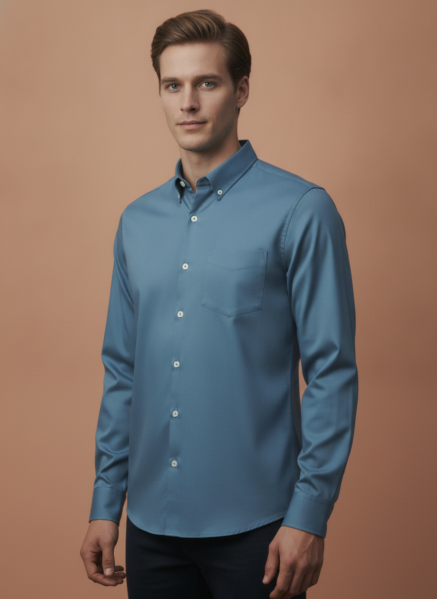 Premium Cotton Satin Marble Blue Shirt