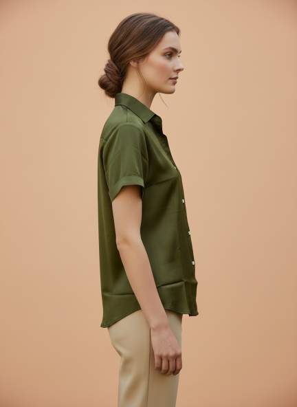 Short Sleeve European Satin Shirt