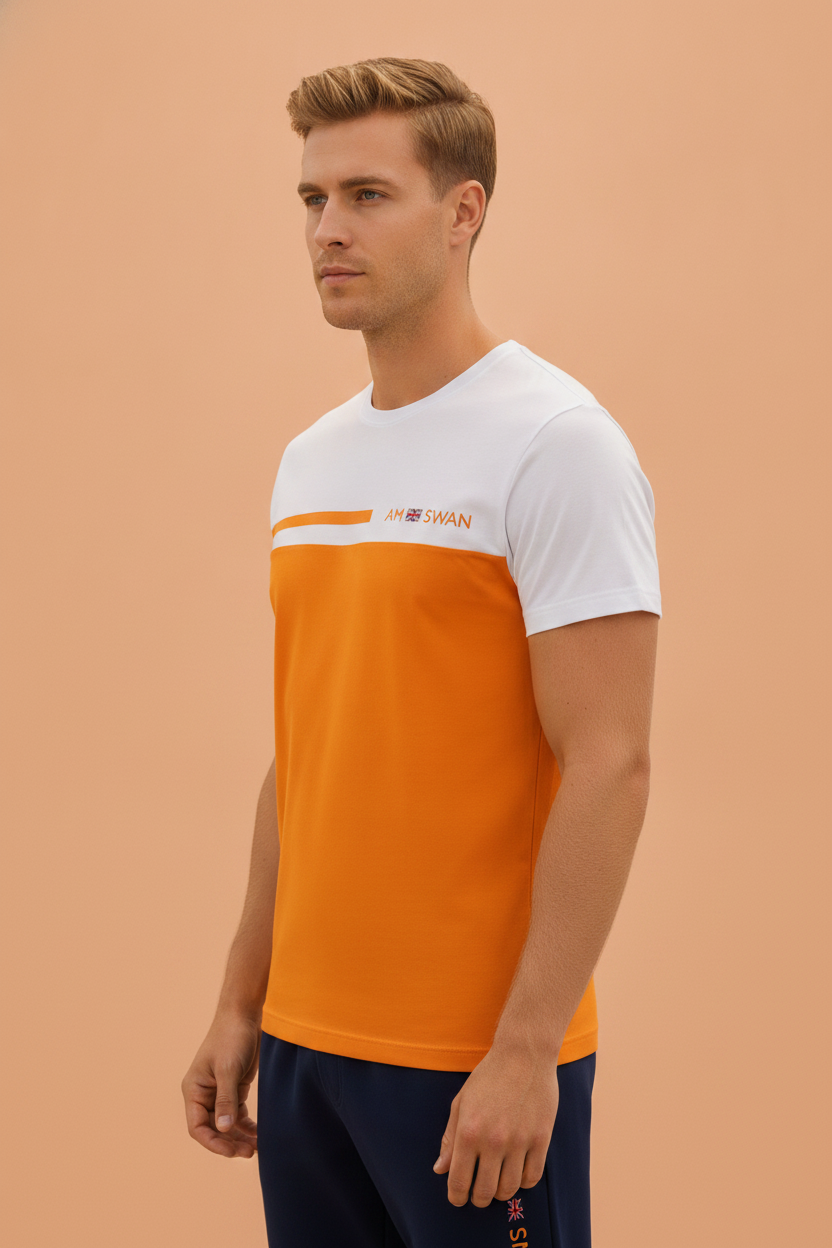 Mens Premium Cotton Colourblock Printed Half Sleeve Crew Neck T-Shirts