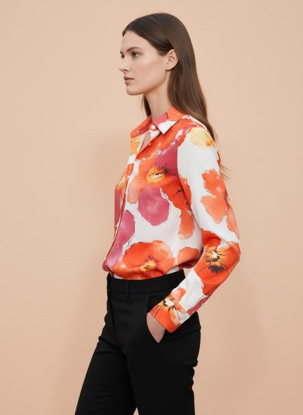 Premium American Crepe Multicolour Regular Length Straight Hem Digital Print Shirt