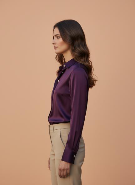 Deep Plum Regular Fit Summer Satin Shirt