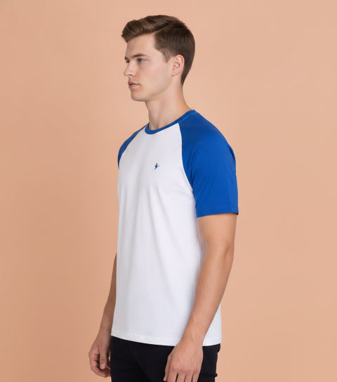 Mens Premium Cotton Raglan Half Sleeve Crew Neck T-Shirts