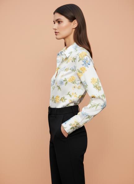 Linen Satin Multicolour Regular Length Straight Hem Digital Print Shirt