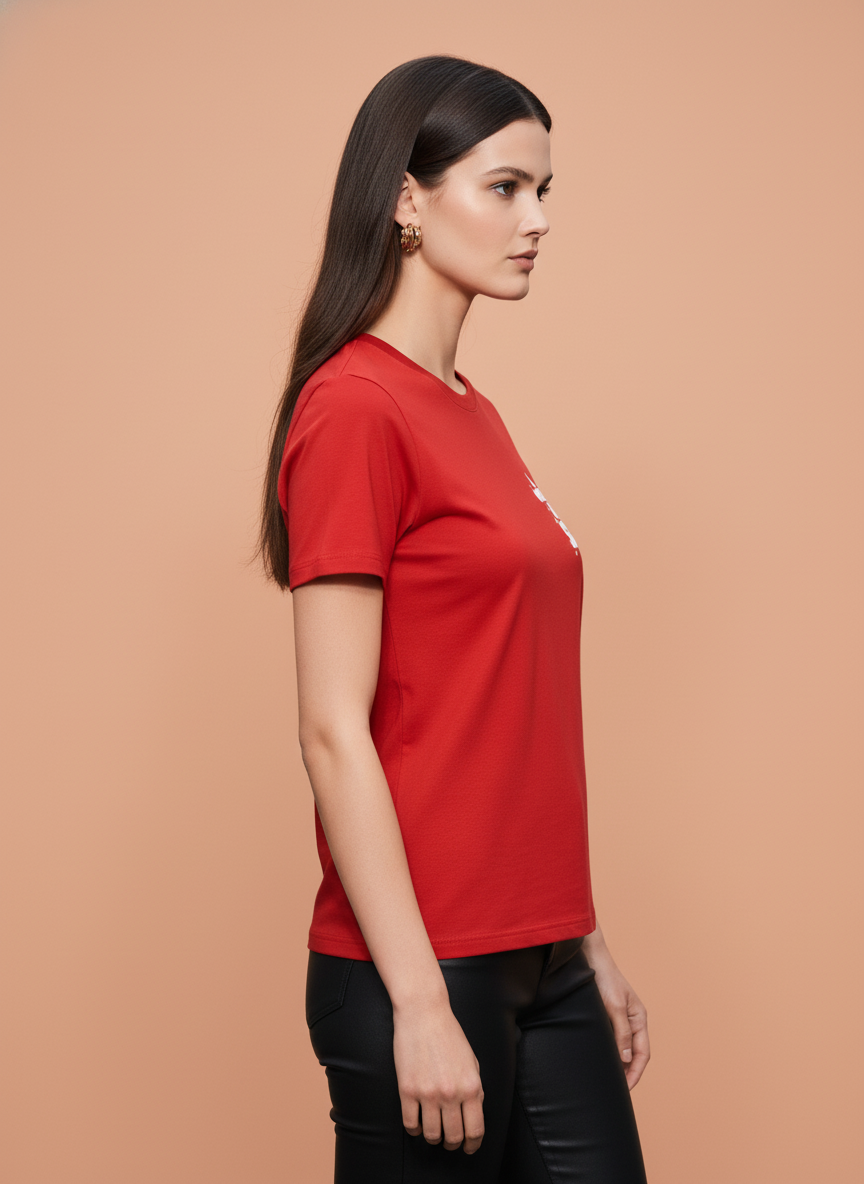 Red We Could All Be Stars Graphic Oversized T-Shirt for Women