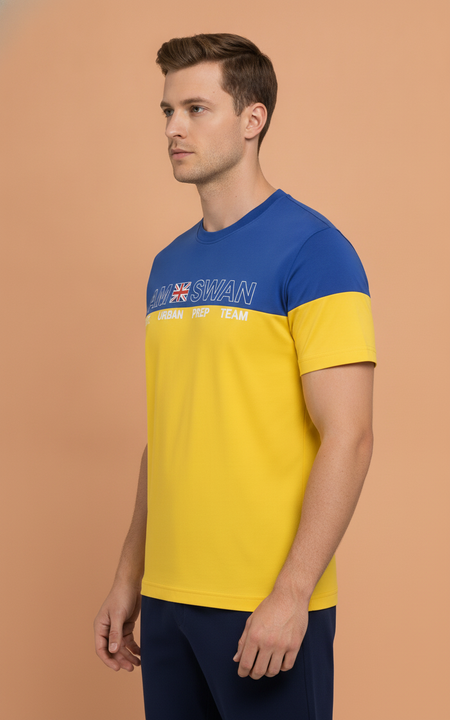 Mens Premium Cotton Colourblock Printed Half Sleeve Crew Neck T-Shirts