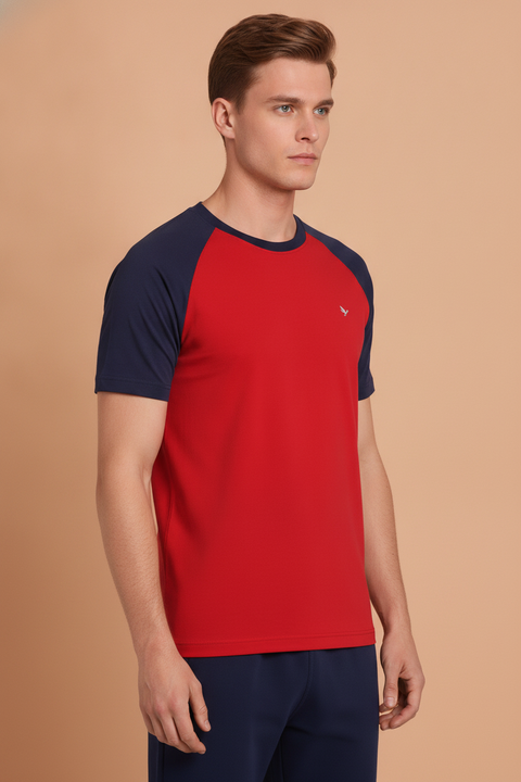 Mens Premium Cotton Raglan Half Sleeve Crew Neck T-Shirts
