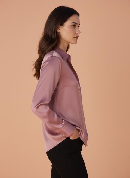 Rose Pink Regular Fit Summer Satin Shirt