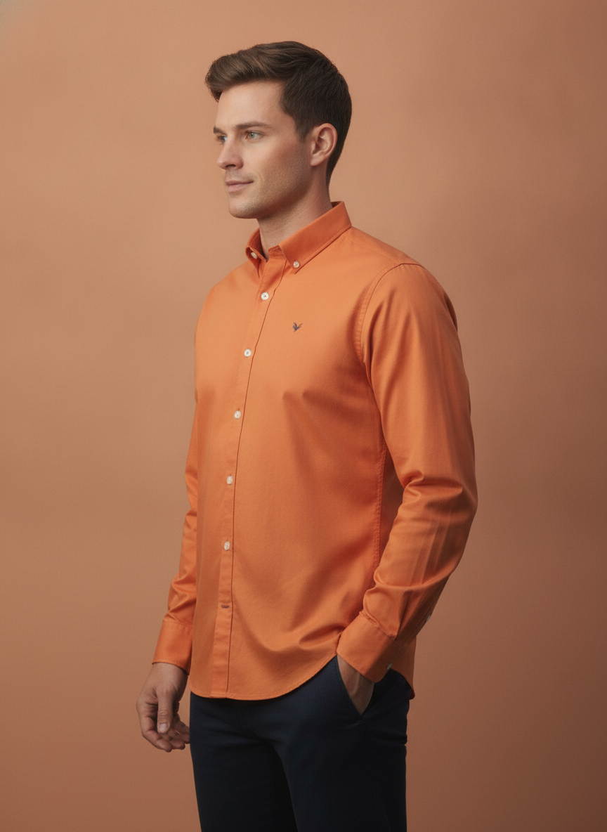 Orange Shirt With Premium Cotton Lycra