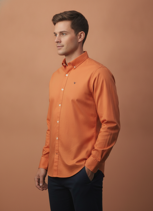Orange Shirt With Premium Cotton Lycra