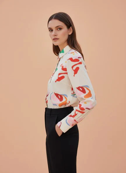 Premium American Crepe Multicolour Regular Length Straight Hem Digital Print Shirt