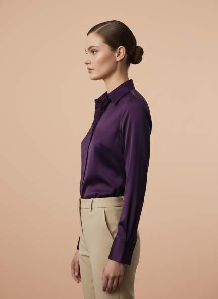 European Satin Spread Collar Shirt