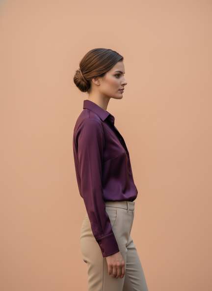 European Satin Spread Collar Shirt