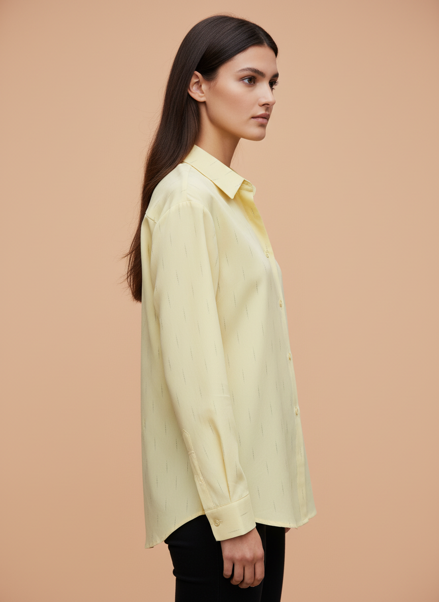 Butter Yellow Striped Formal Shirt for Women