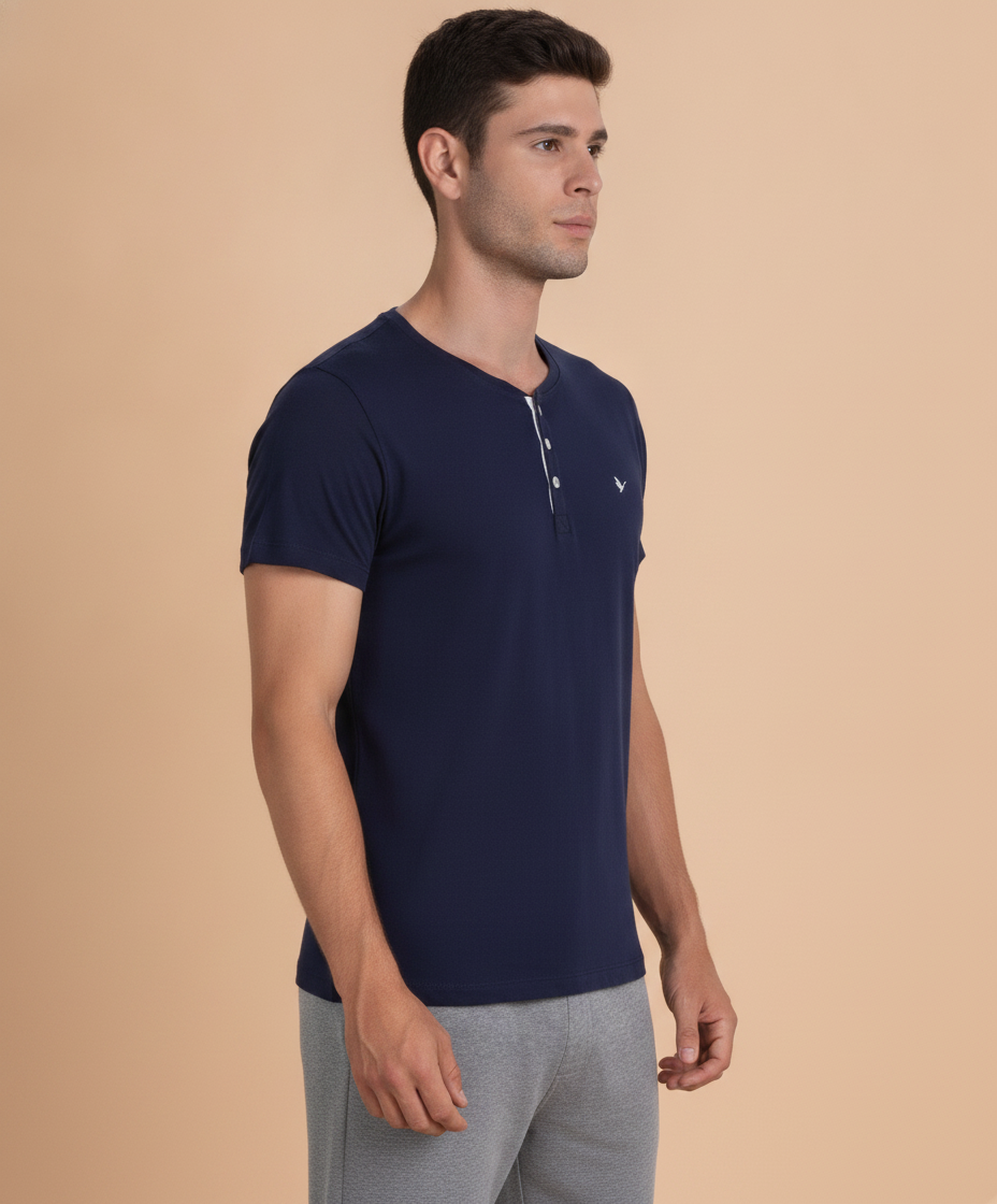 Mens Premium Cotton Half Sleeve Henley T-Shirts