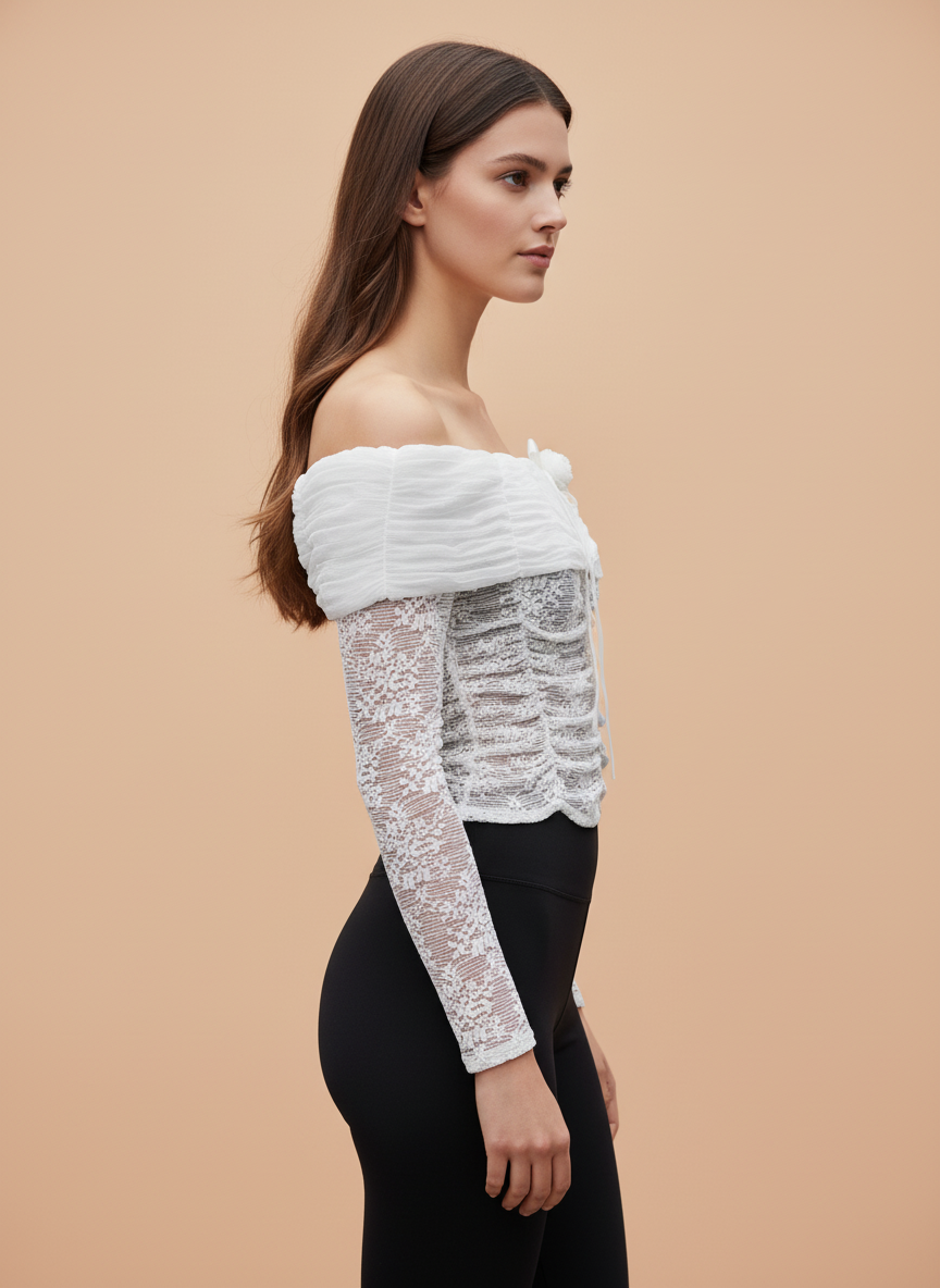 Women’s White Off Shoulder Lace Top