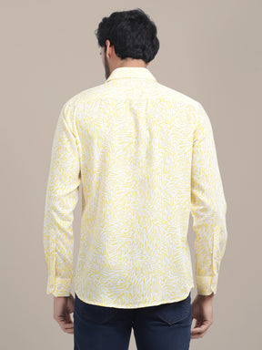 Smart Fit Rayon Shirt With Floral Print In Yellow